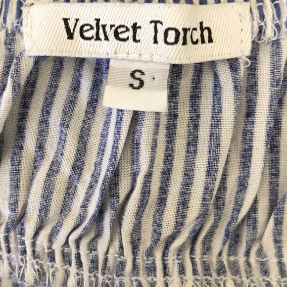 Velvet Torch Blue and White Striped Midi Dress - Picture 5 of 7